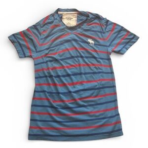 Abercrombie & Fitch Men's t-shirt Striped in Blue and Red, size Large